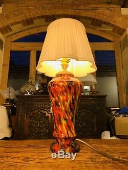 Vintage Murano 1950s Splatter Glass Table Lamp, Rewired, Retro