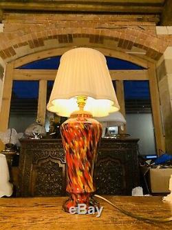 Vintage Murano 1950s Splatter Glass Table Lamp, Rewired, Retro