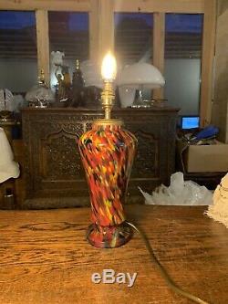 Vintage Murano 1950s Splatter Glass Table Lamp, Rewired, Retro