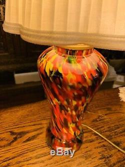 Vintage Murano 1950s Splatter Glass Table Lamp, Rewired, Retro