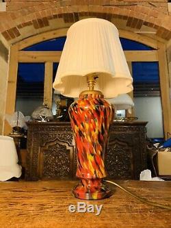 Vintage Murano 1950s Splatter Glass Table Lamp, Rewired, Retro