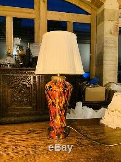 Vintage Murano 1950s Splatter Glass Table Lamp, Rewired, Retro