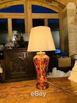 Vintage Murano 1950s Splatter Glass Table Lamp, Rewired, Retro