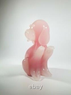 Vintage Murano 1960s Archimede Seguso Alabastro Pink Art Opal Glass Dog Figurine