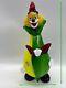 Vintage Murano 1960s Glass Clown Pear Shaped Hand Made Rare Green Yellow Red Bow
