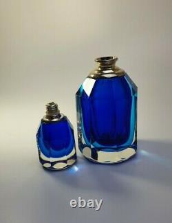 Vintage Murano 1980s Flavio Poli Rich Blue Glass Perfume Bottle Unique Art Piece