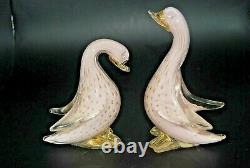 Vintage Murano AVeM label lattimo gold bullicante glass goose bird sculpture #2