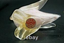 Vintage Murano AVeM label lattimo gold bullicante glass goose bird sculpture #2