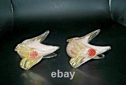 Vintage Murano AVeM label lattimo gold bullicante glass goose bird sculpture #2