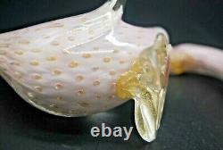 Vintage Murano AVeM label lattimo gold bullicante glass goose bird sculpture #2