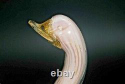 Vintage Murano AVeM label lattimo gold bullicante glass goose bird sculpture #2