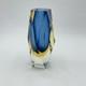 Vintage Murano Alessandro Mandruzzato Sommerso Blue & Yellow Cased Glass Vase 6