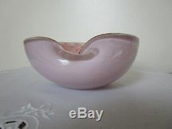Vintage Murano Alfredo Barbini Bullicante Art Glass Bowl Pink Lavender Gold