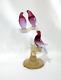 Vintage Murano Alfredo Barbini Glass 3 Birds on Branch Cranberry and Gold