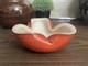 Vintage Murano Alfredo Barbini Orange Gold White Triple Cased Art Glass Bowl MCM