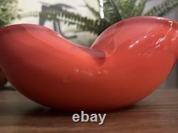 Vintage Murano Alfredo Barbini Orange Gold White Triple Cased Art Glass Bowl MCM