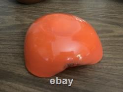 Vintage Murano Alfredo Barbini Orange Gold White Triple Cased Art Glass Bowl MCM