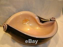 Vintage Murano Alfredo Barbini Pink & Black Shell Art Glass Bowl Ash Tray 1950's