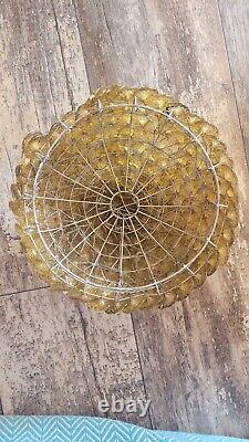 Vintage Murano Amber Glass Flushmount Light Basket