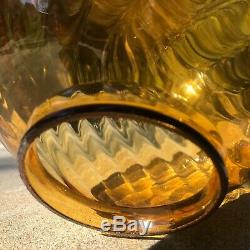 Vintage Murano Amber Swirled Glass Ball Swag Light Lamp 10 w /Cord & Chain
