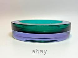 Vintage Murano Antonio Da Ros Cenedese Sommerso Glass Green Purple Ahstray Bowl