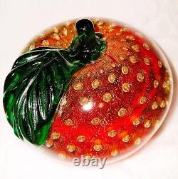 Vintage Murano Apple Bubbles Red Gold Metallic 5 dia LARGE Circa 1950 ART Glass