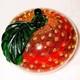 Vintage Murano Apple Bubbles Red Gold Metallic 5 dia LARGE Circa 1950 ART Glass