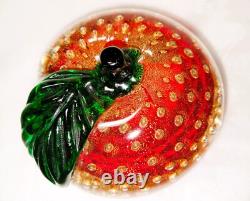 Vintage Murano Apple Bubbles Red Gold Metallic 5 dia LARGE Circa 1950 ART Glass