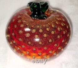 Vintage Murano Apple Bubbles Red Gold Metallic 5 dia LARGE Circa 1950 ART Glass