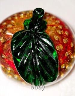 Vintage Murano Apple Bubbles Red Gold Metallic 5 dia LARGE Circa 1950 ART Glass