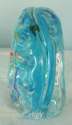 Vintage Murano Aquarium Art Glass Paperweight With Tropical Fish