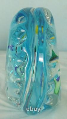 Vintage Murano Aquarium Art Glass Paperweight With Tropical Fish