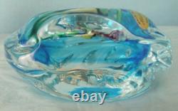 Vintage Murano Aquarium Art Glass Paperweight With Tropical Fish
