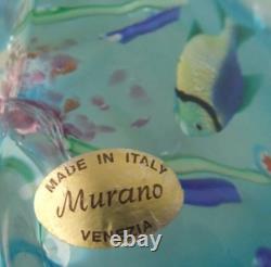 Vintage Murano Aquarium Art Glass Paperweight With Tropical Fish