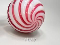 Vintage Murano Archimede Seguso Paperweight Alabastro Opaline Glass Pink Swirls