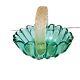 Vintage Murano Archimede Seguso Studio Glass Green Gold Rib Basket Bowl LABEL