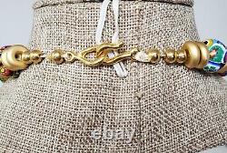 Vintage Murano Art Gallery Millefiori Glass Necklace Earrings Matte Gold RARE