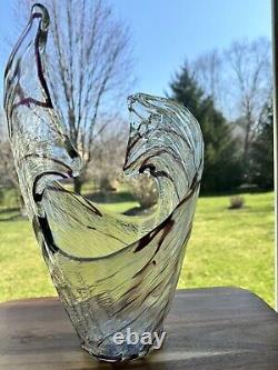 Vintage Murano Art Glass Abstract Swirl Patterned 15 Vase Split Vase