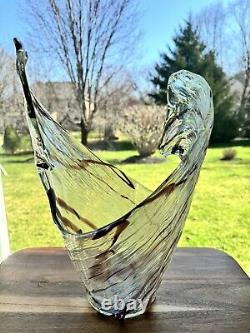 Vintage Murano Art Glass Abstract Swirl Patterned 15 Vase Split Vase