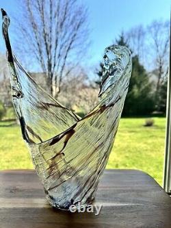 Vintage Murano Art Glass Abstract Swirl Patterned 15 Vase Split Vase