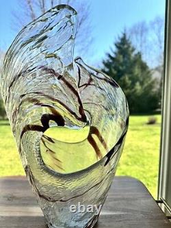 Vintage Murano Art Glass Abstract Swirl Patterned 15 Vase Split Vase