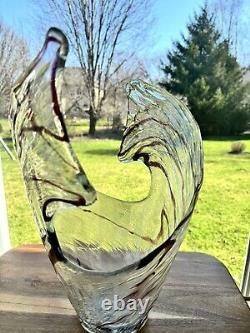 Vintage Murano Art Glass Abstract Swirl Patterned 15 Vase Split Vase