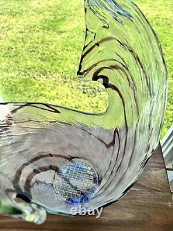 Vintage Murano Art Glass Abstract Swirl Patterned 15 Vase Split Vase