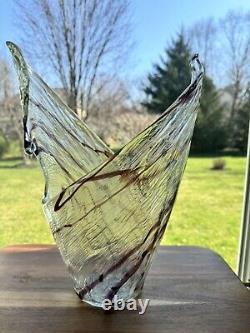 Vintage Murano Art Glass Abstract Swirl Patterned 15 Vase Split Vase