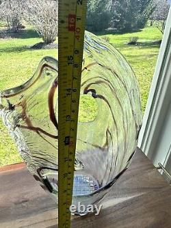 Vintage Murano Art Glass Abstract Swirl Patterned 15 Vase Split Vase