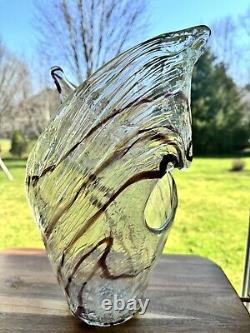 Vintage Murano Art Glass Abstract Swirl Patterned 15 Vase Split Vase