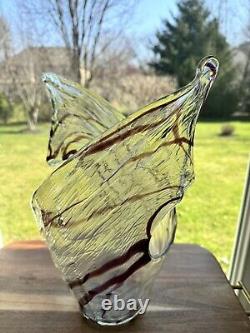 Vintage Murano Art Glass Abstract Swirl Patterned 15 Vase Split Vase