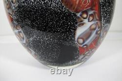 Vintage Murano Art Glass Alfredo Barbini Black Vase Millefiori