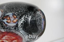 Vintage Murano Art Glass Alfredo Barbini Black Vase Millefiori