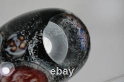 Vintage Murano Art Glass Alfredo Barbini Black Vase Millefiori